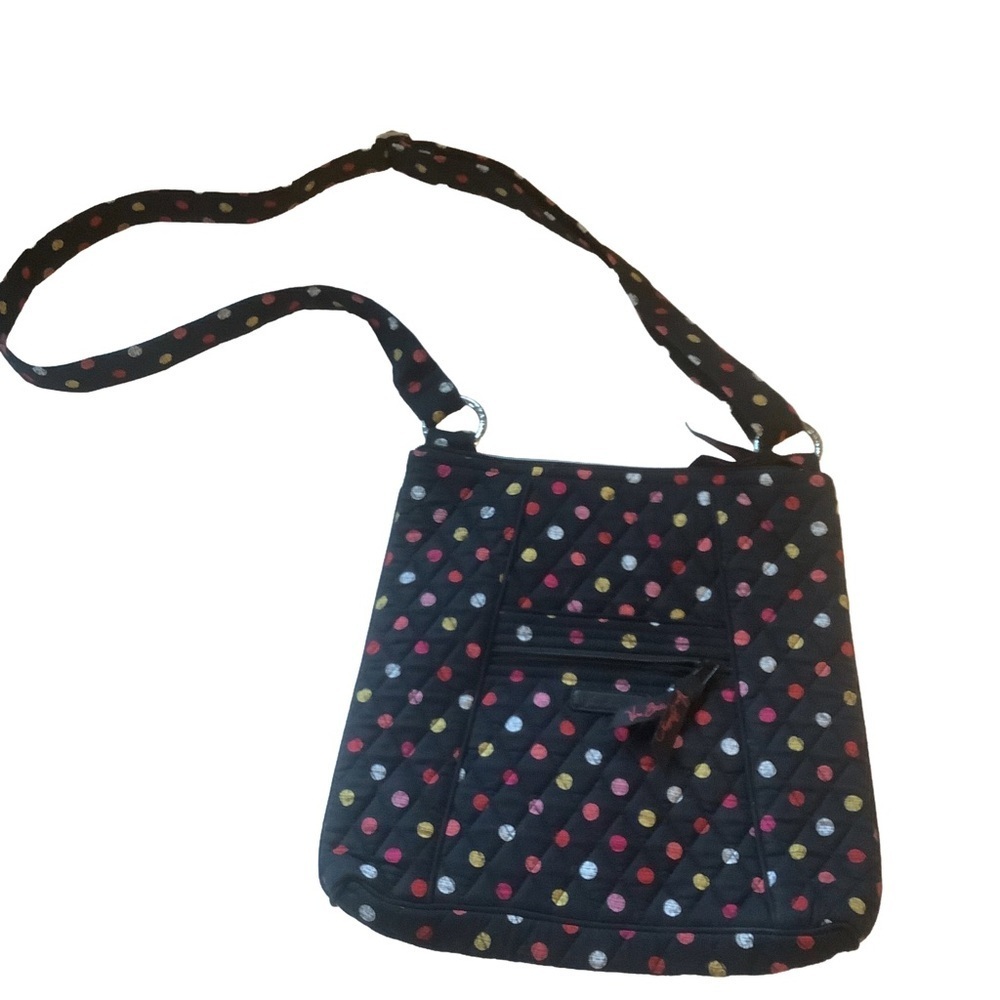 Vera Bradley Quilted Tote Bag Black Multicolor Polka Dots – Like New - Picture 2 of 10